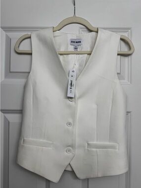 Steve Madden White/Ivory Vest with Spare Button